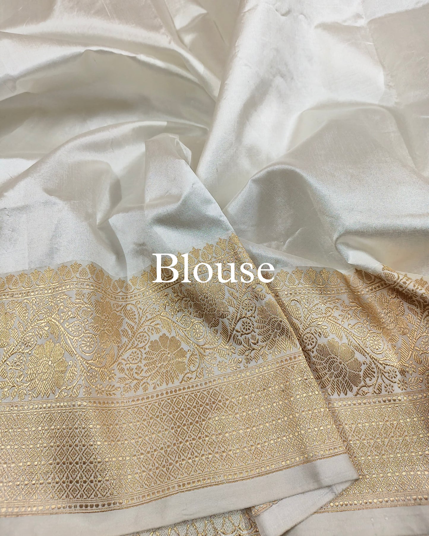 White Pure Mango Silk Banarasi Alfi Saree