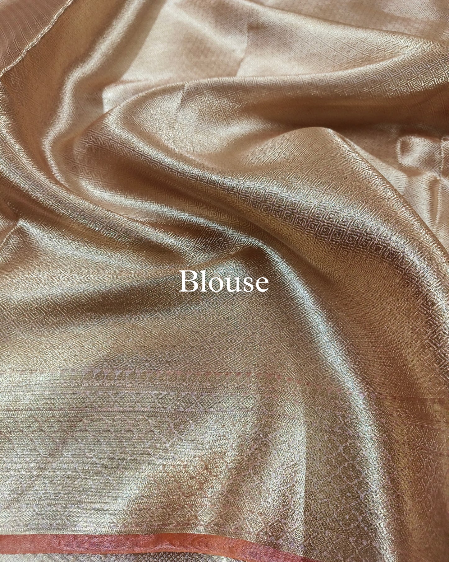 Peach Pure Tissue Silk Scallop Banarasi Saree