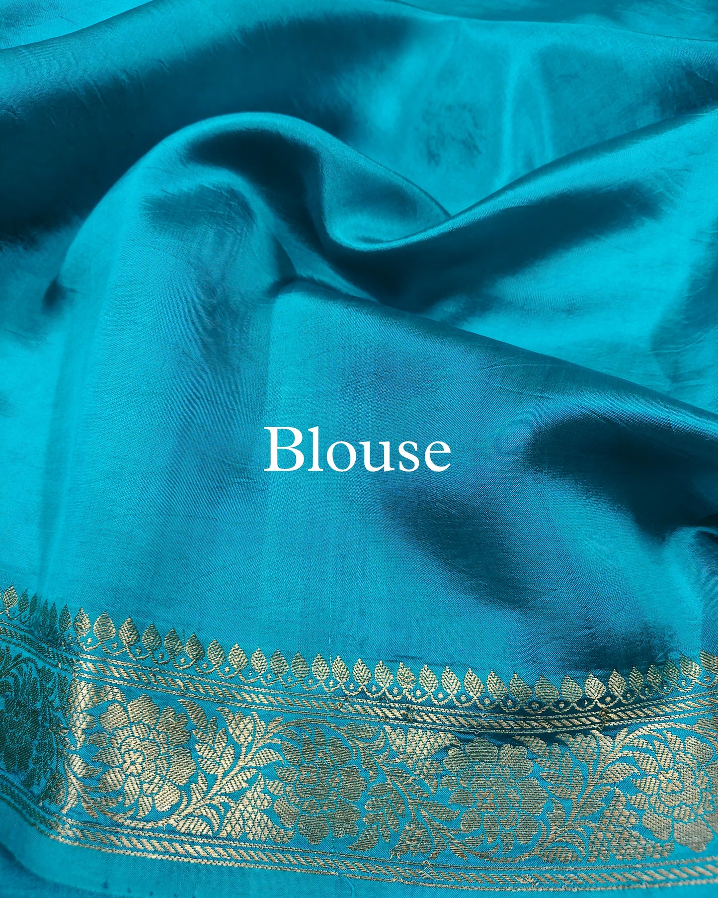 Blue-Green Pure Mango Silk Banarasi Saree