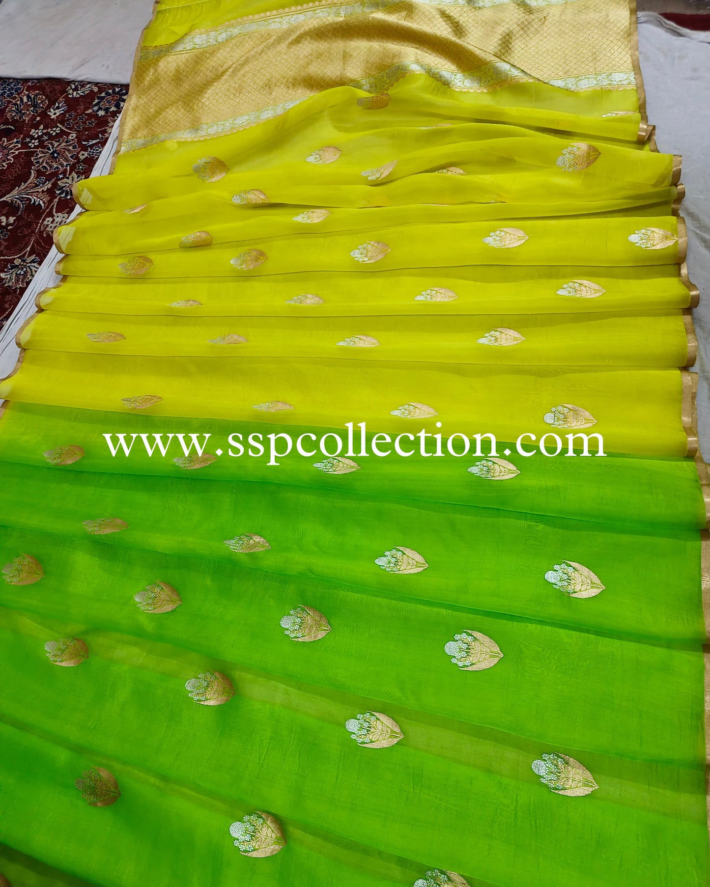Ombre-Dye Pure Kora Silk Banarasi Saree