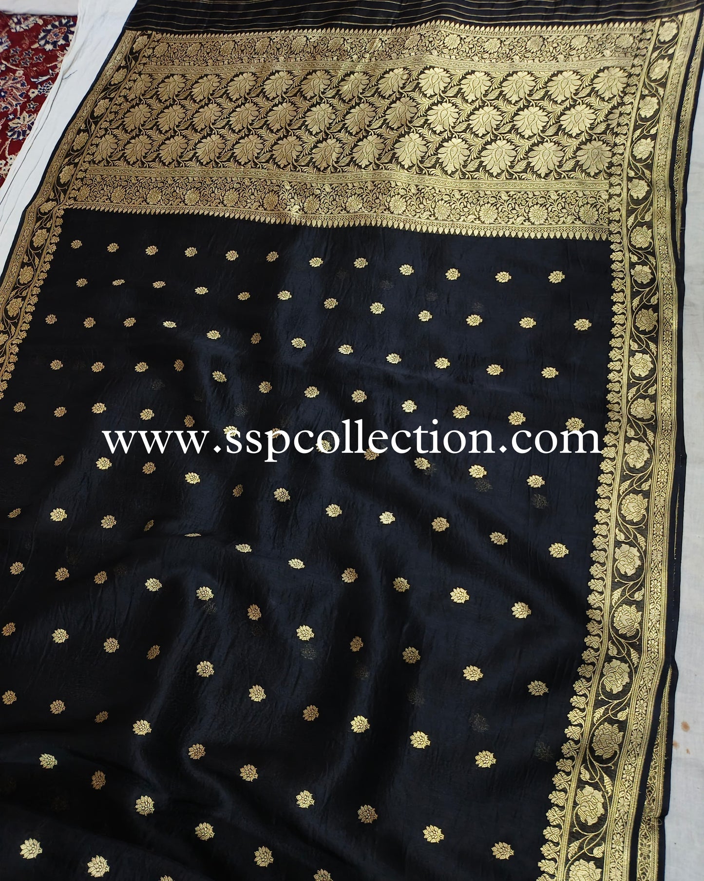 Black Pure Kora Silk Banarasi Saree