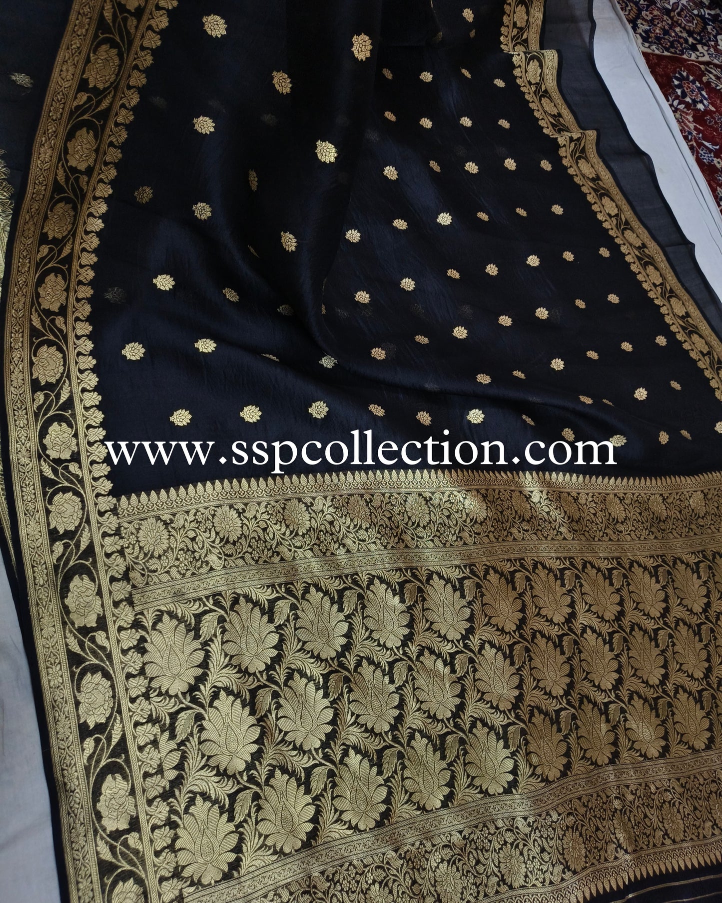 Black Pure Kora Silk Banarasi Saree