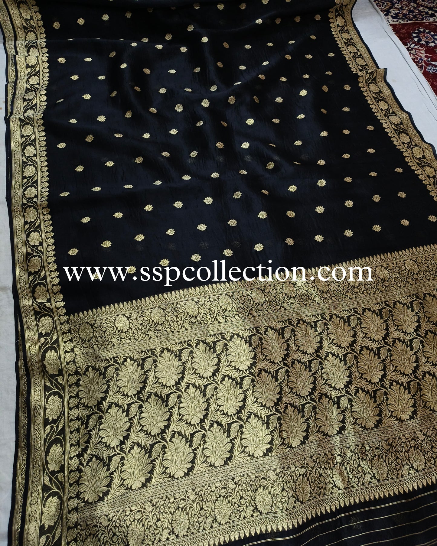 Black Pure Kora Silk Banarasi Saree