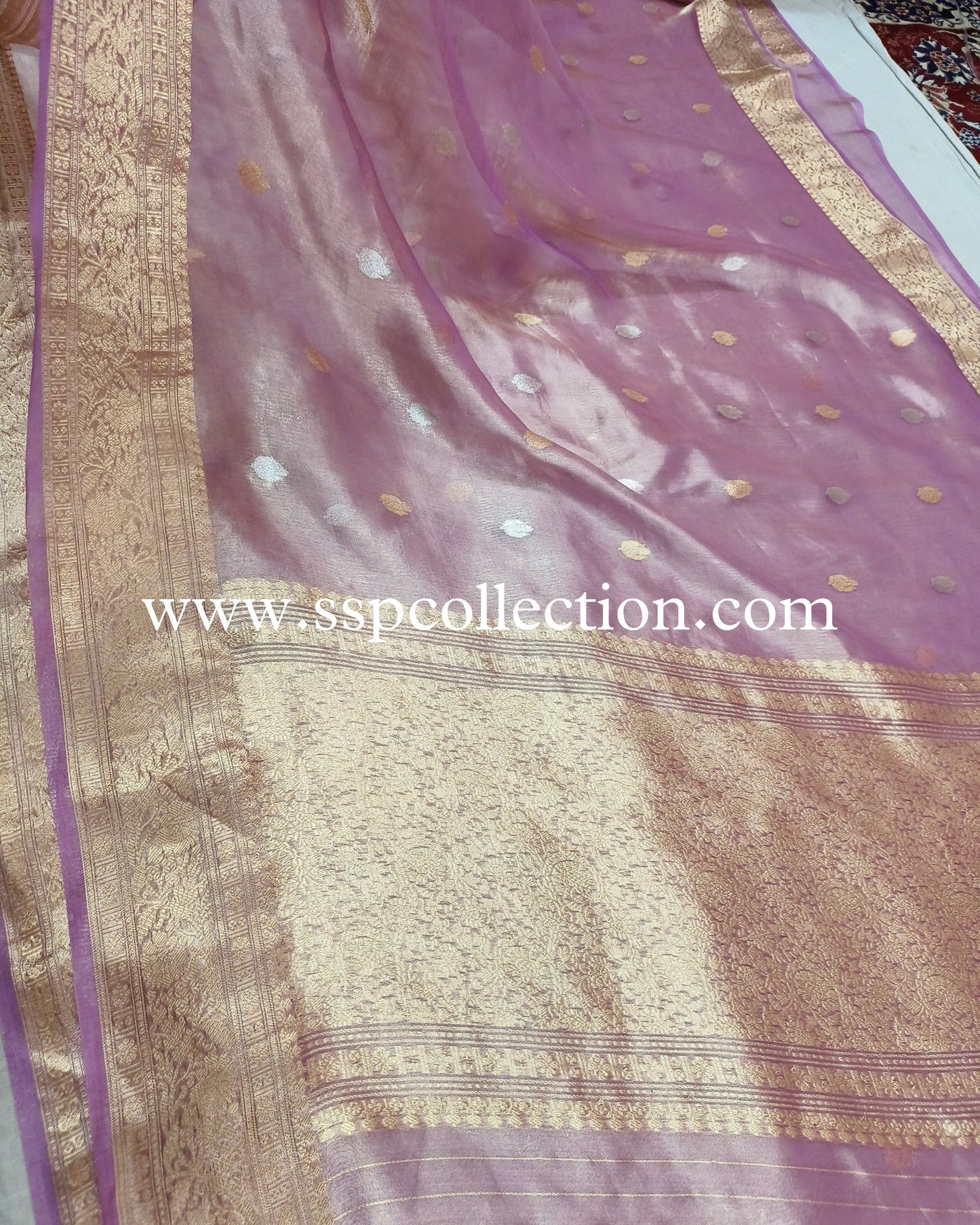 Lilac Pure Tissue Silk Banarasi Saree