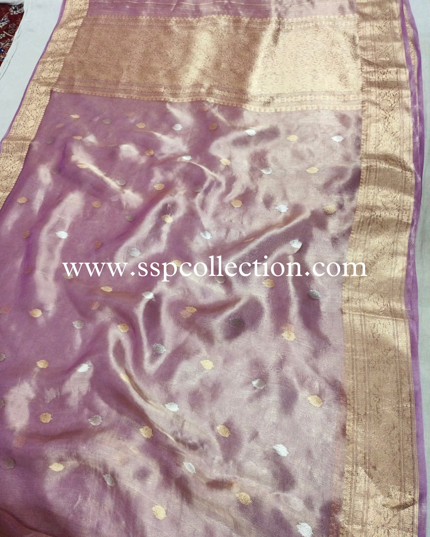 Lilac Pure Tissue Silk Banarasi Saree