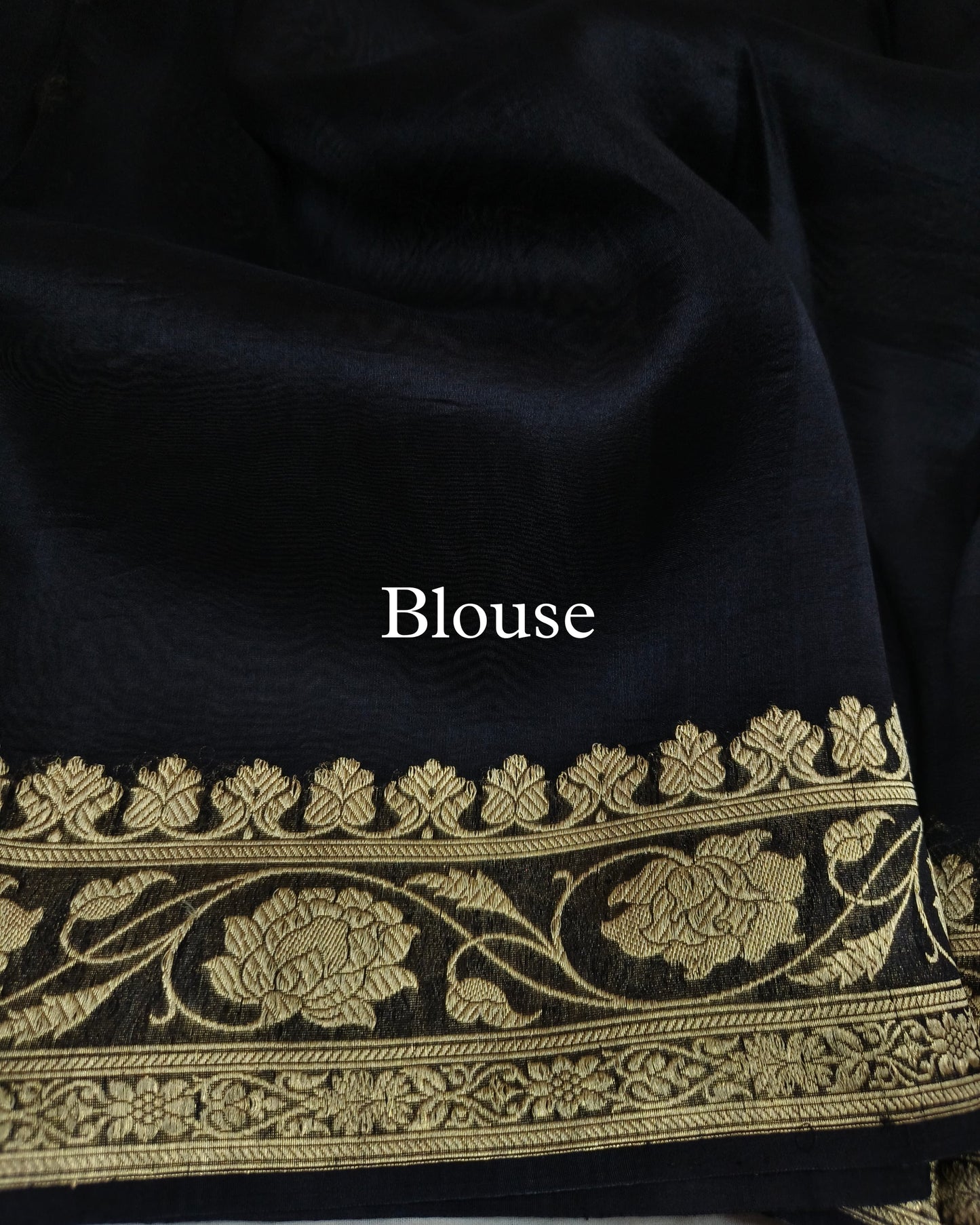 Black Pure Kora Silk Banarasi Saree