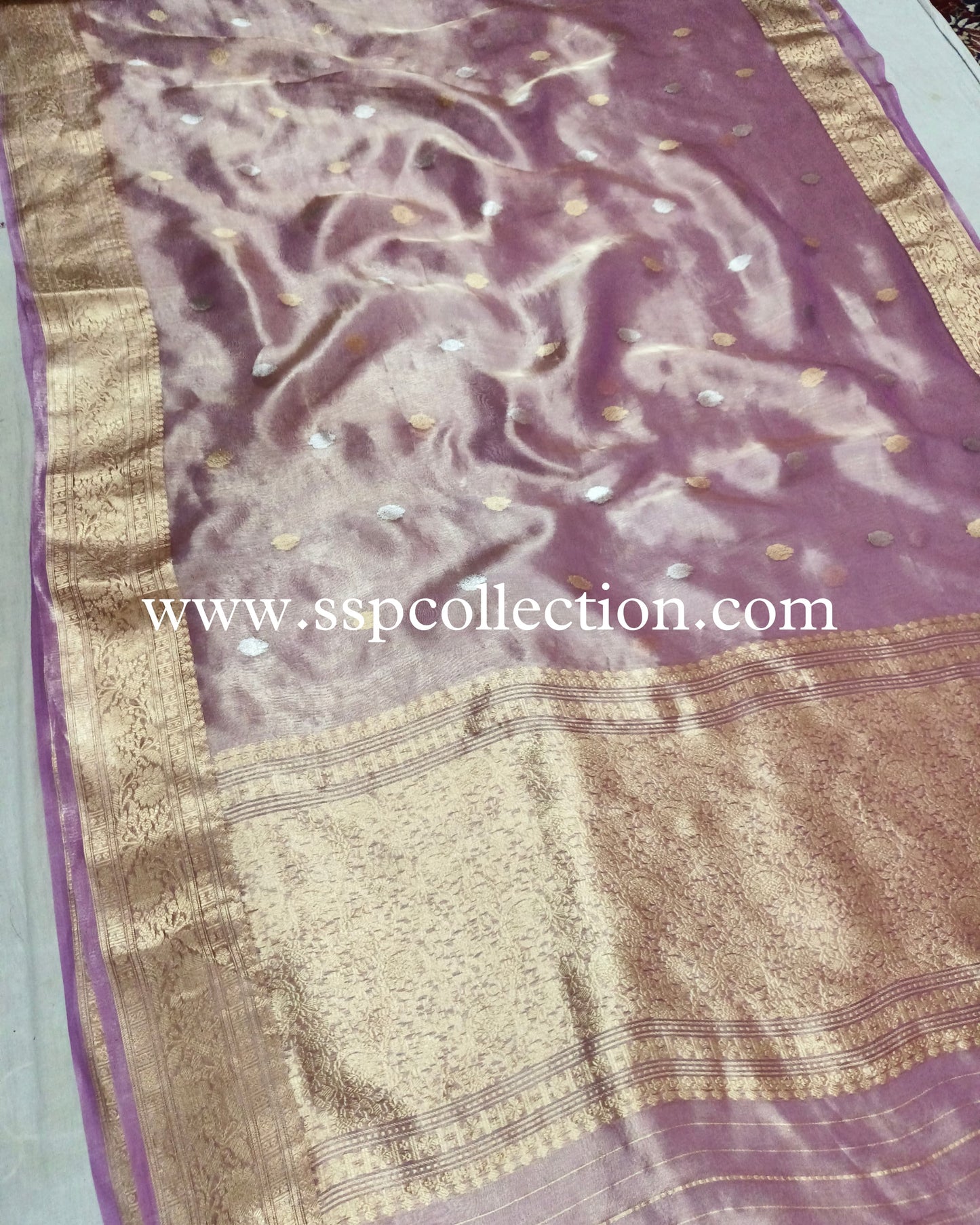 Lilac Pure Tissue Silk Banarasi Saree