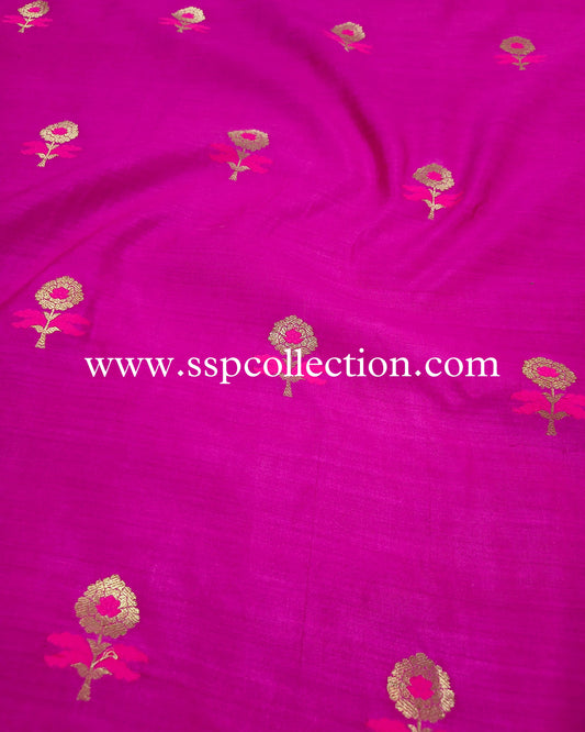 Pink Banarasi Pure Chiniya Silk Fabic