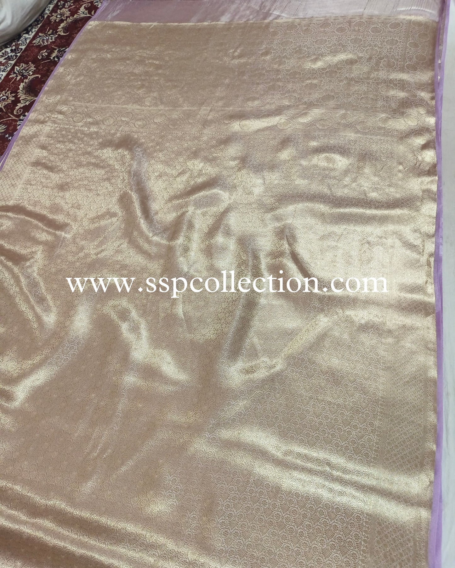 Lavender Pure Tissue Silk Golden Tanchoi Brocade Banarasi Saree