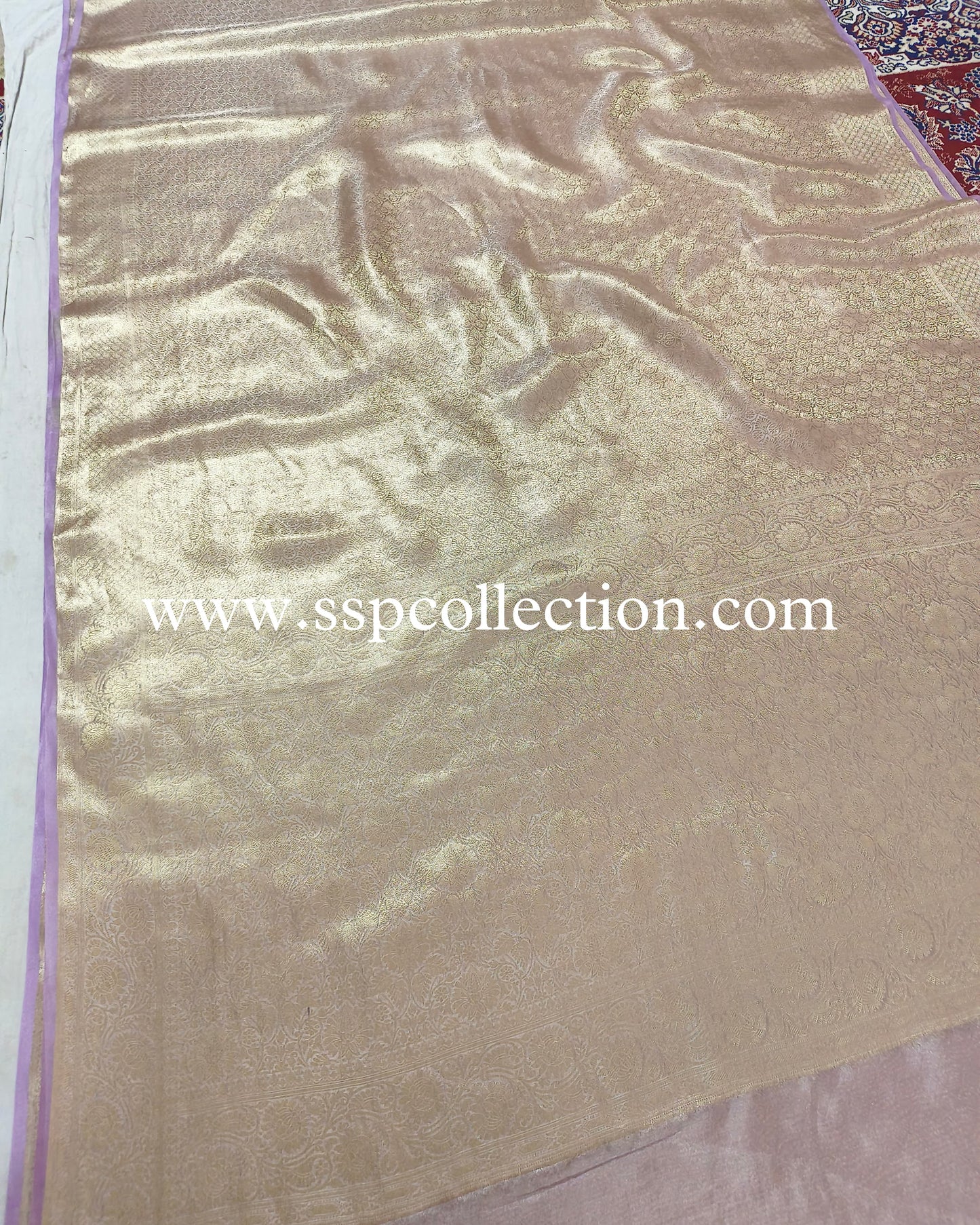 Lavender Pure Tissue Silk Golden Tanchoi Brocade Banarasi Saree