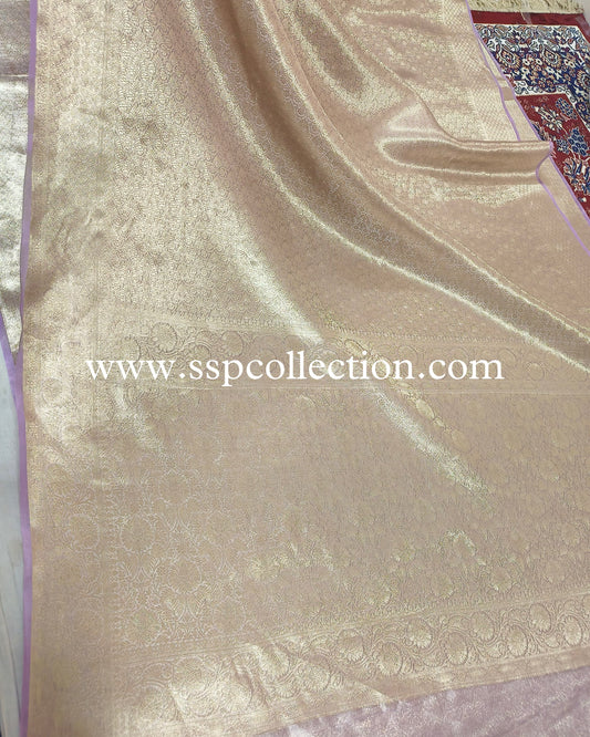 Lavender Pure Tissue Silk Golden Tanchoi Brocade Banarasi Saree