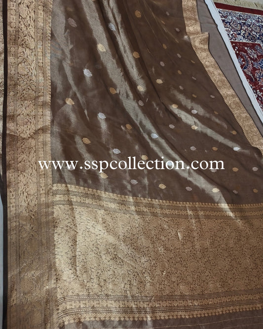Metallic-Bronze Pure Tissue Silk Banarasi Saree
