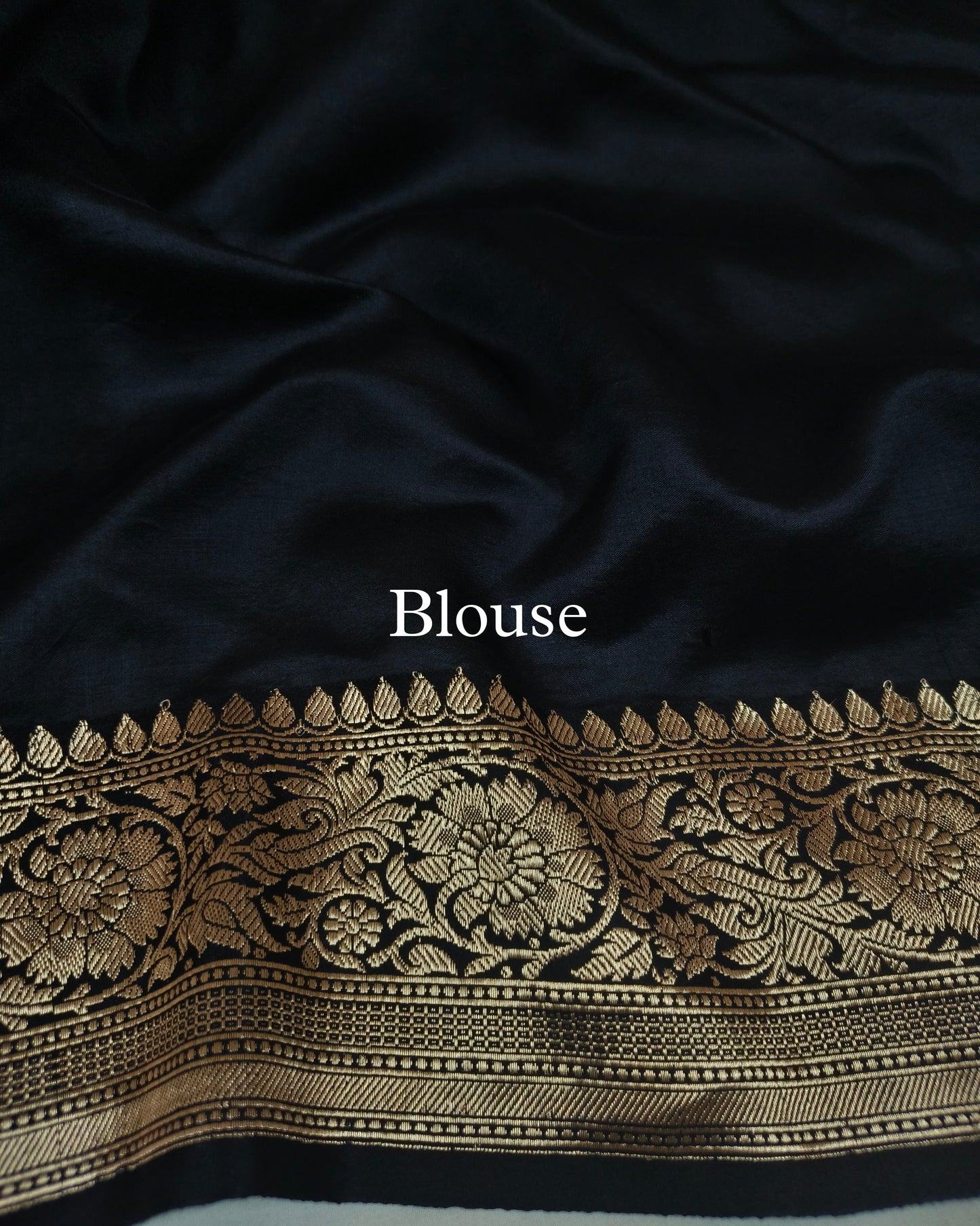 Black Pure Mango Silk Chand-Tara Banarasi Saree