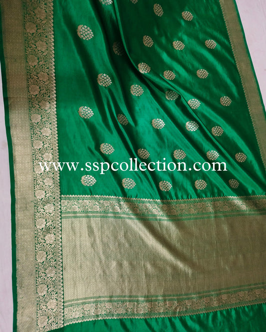 Green Pure Mango Silk Banarasi Alfi Saree