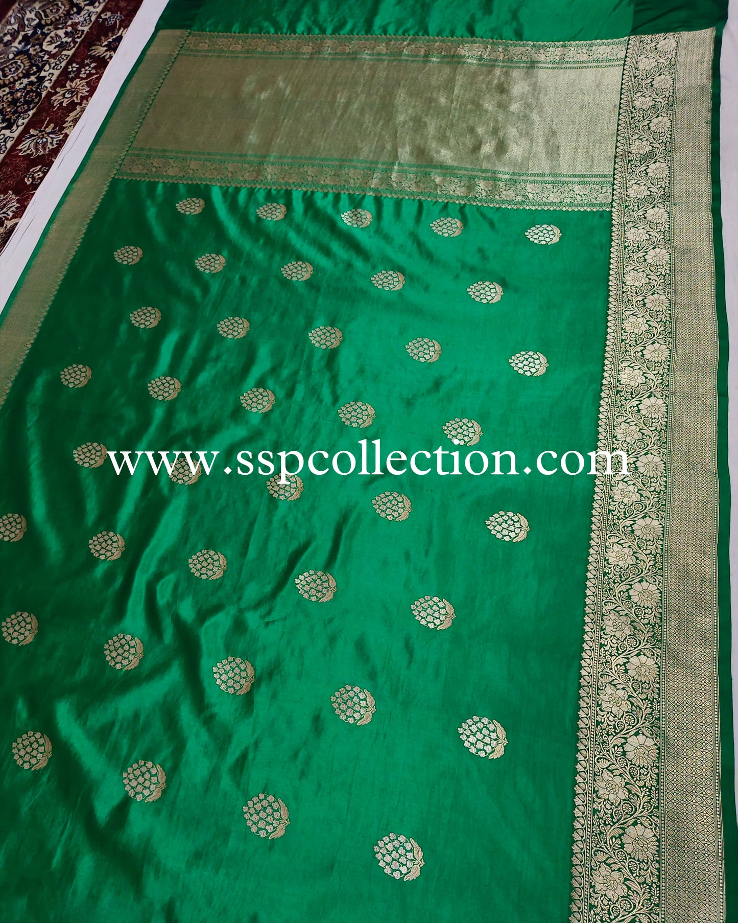 Green Pure Mango Silk Banarasi Alfi Saree