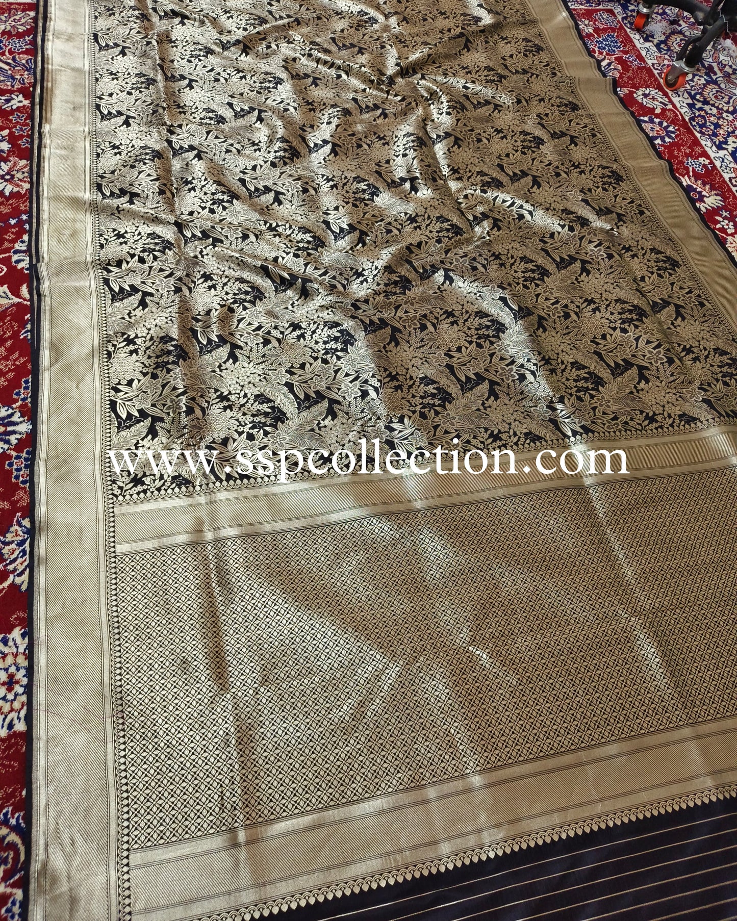 Black Pure Katan Silk Brocade Banarasi Saree