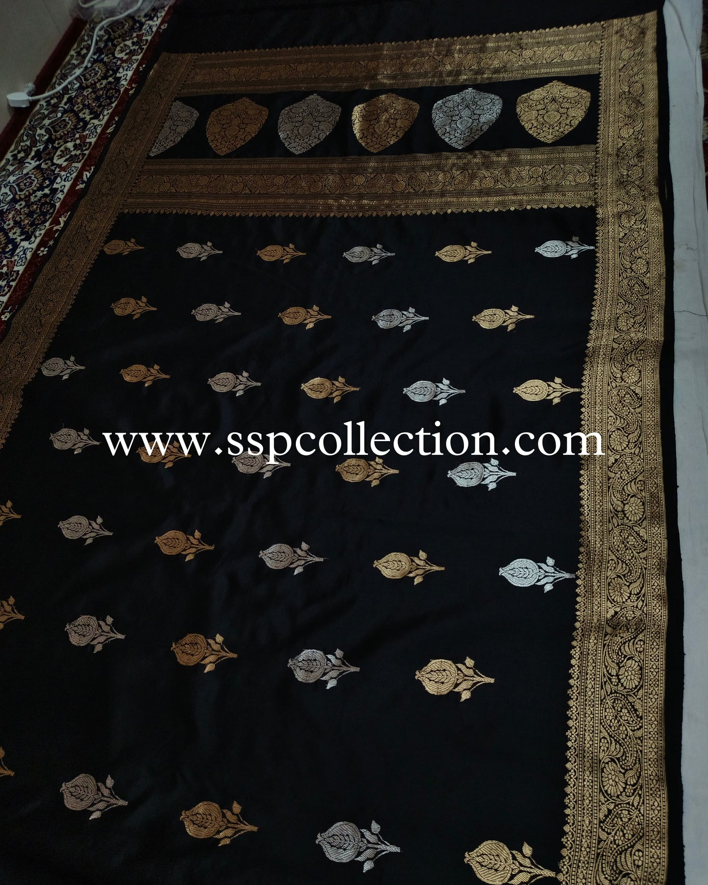 Black Pure Mango Silk Banarasi Saree