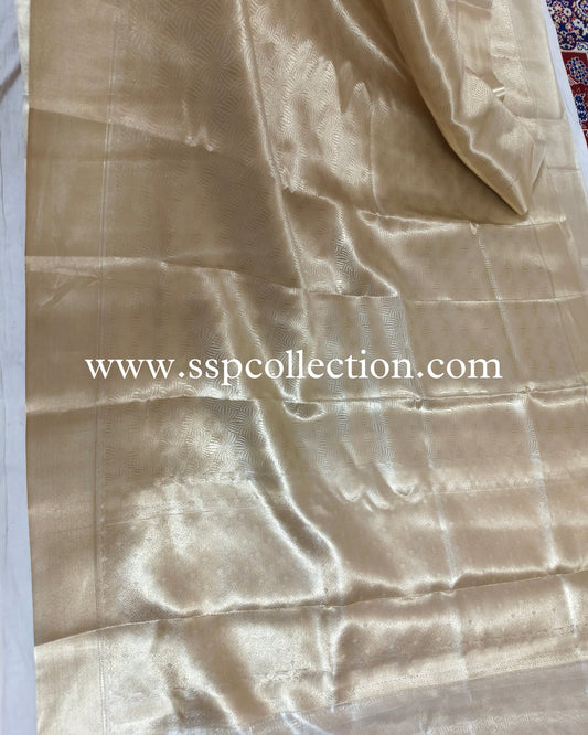 Gold Pure Tissue Silk Tanchoi Brocade Banarasi Saree