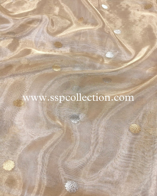 Gold Pure Tissue Silk Banarasi Fabric