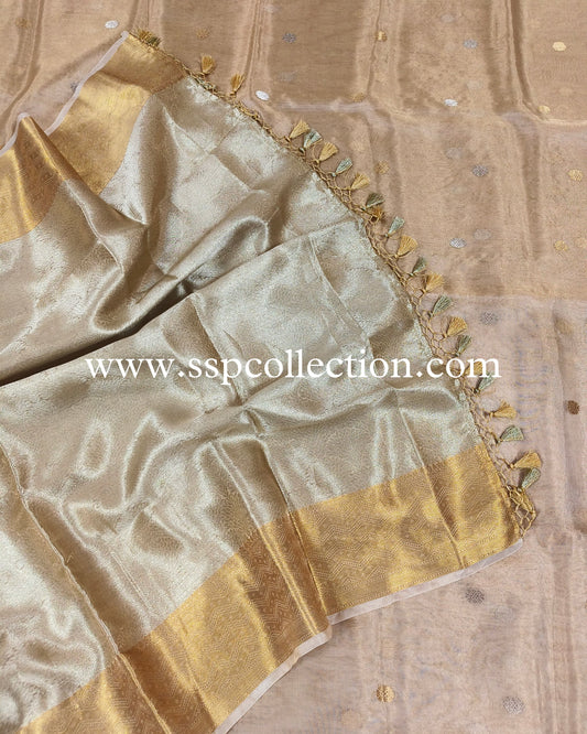 Gold Pure Tissue Silk Banarasi Suit