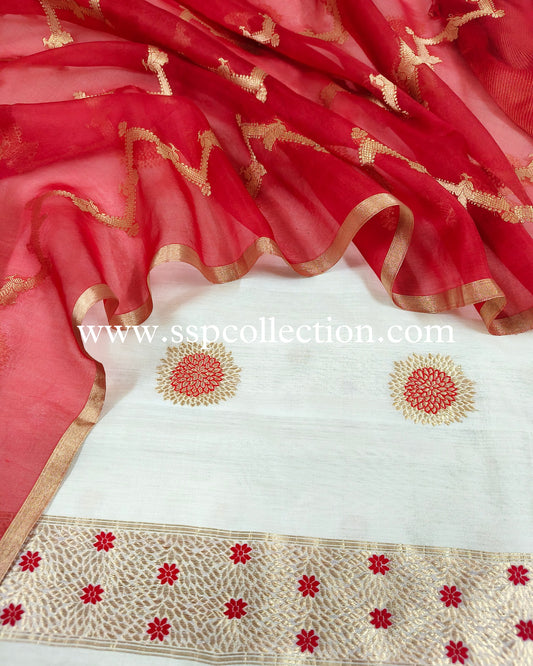 Contrast Handwoven Pure Banarasi Suit