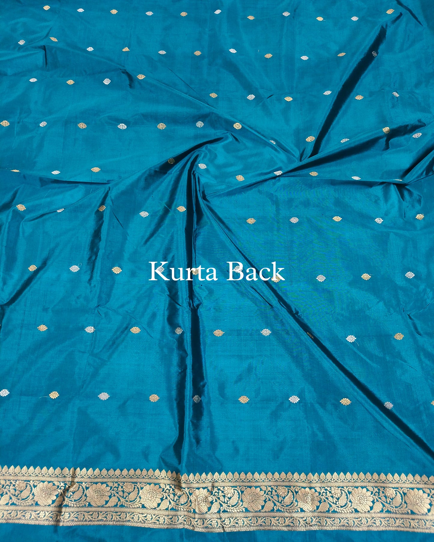Peacock-Blue Pure Katan Silk Banarasi Suit