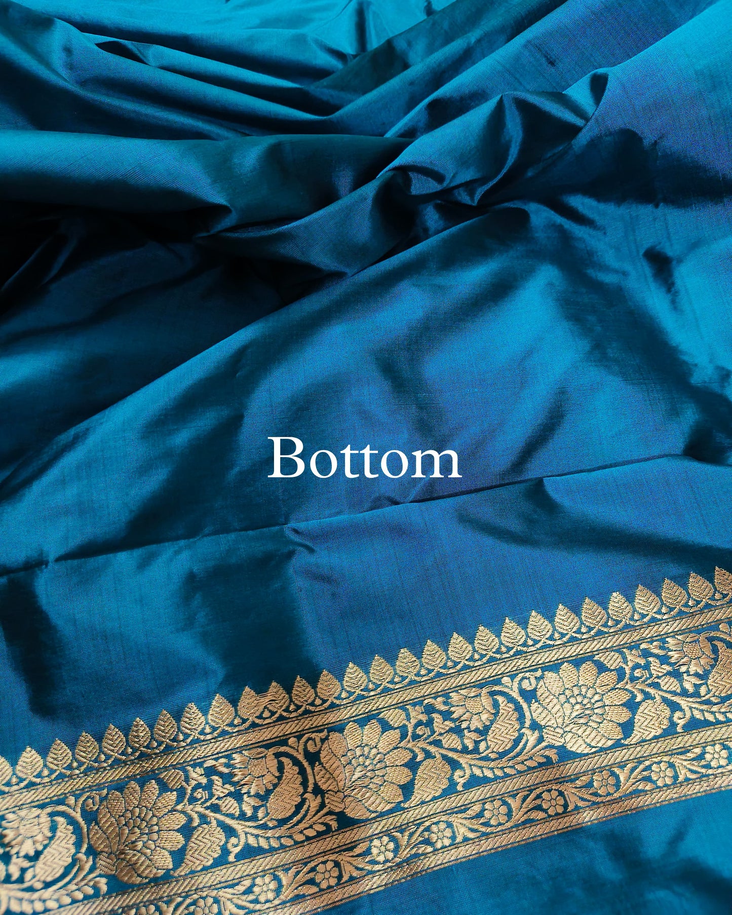 Peacock-Blue Pure Katan Silk Banarasi Suit