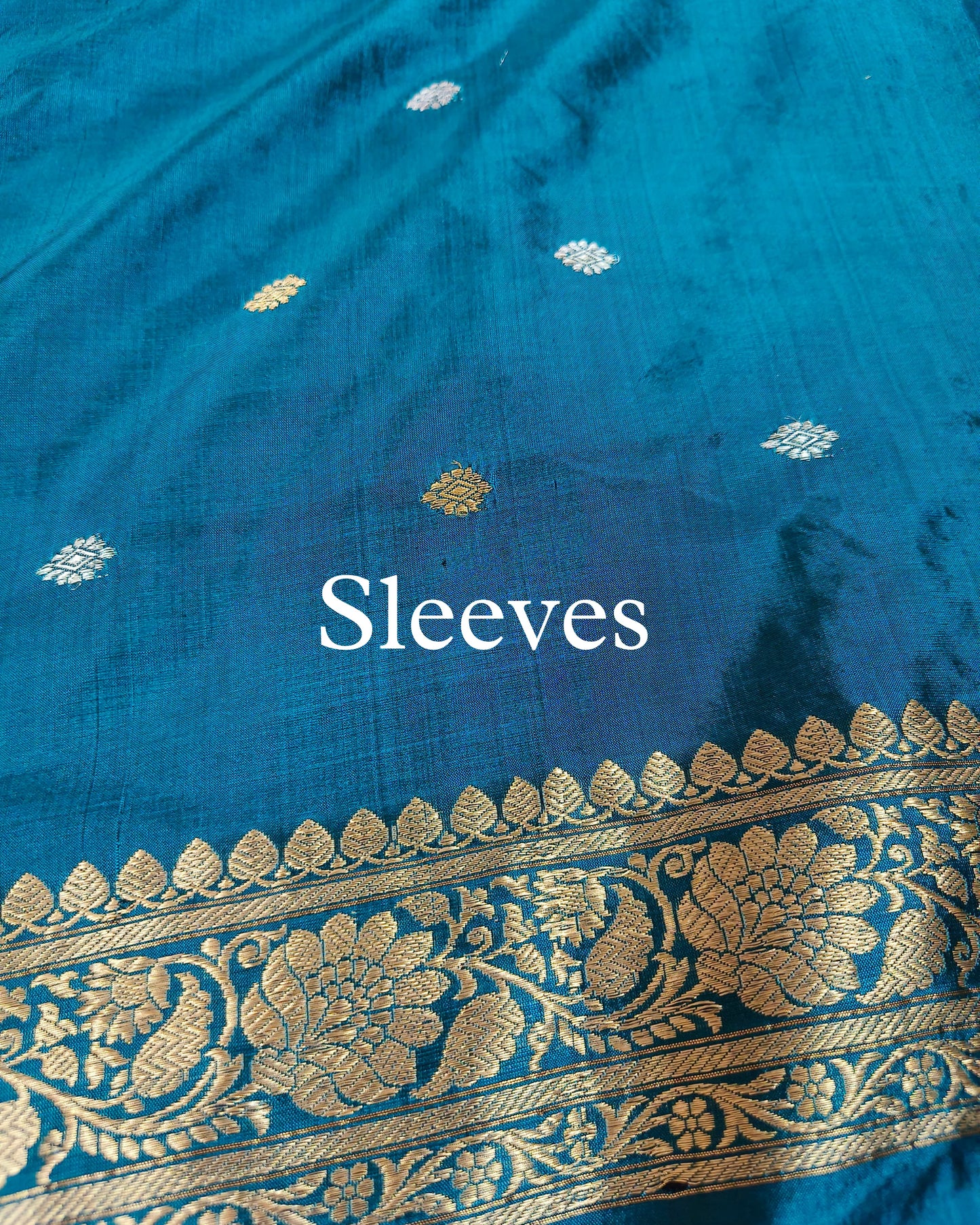 Peacock-Blue Pure Katan Silk Banarasi Suit