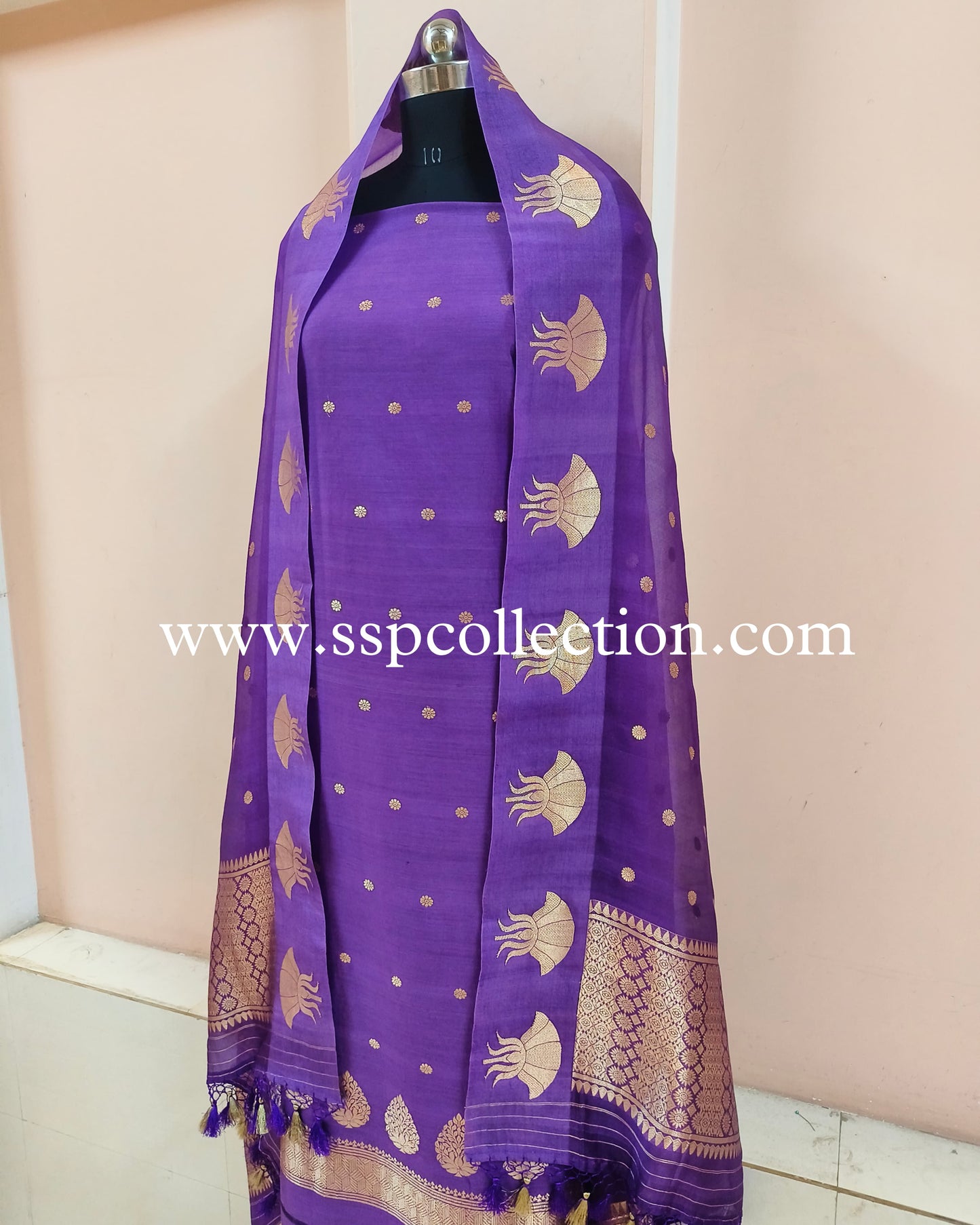 Purple Pure Handwoven Banarasi Suit
