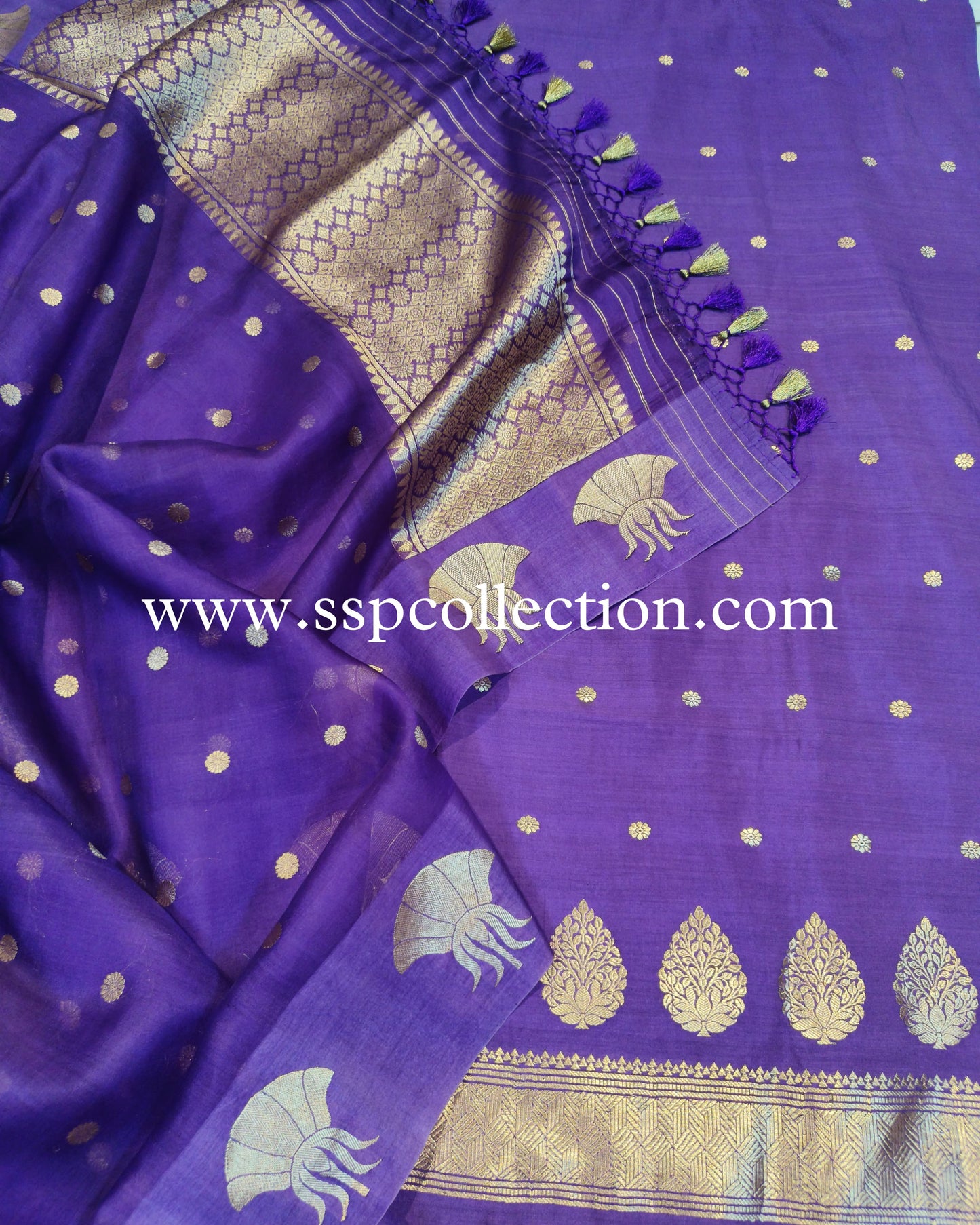 Purple Pure Handwoven Banarasi Suit