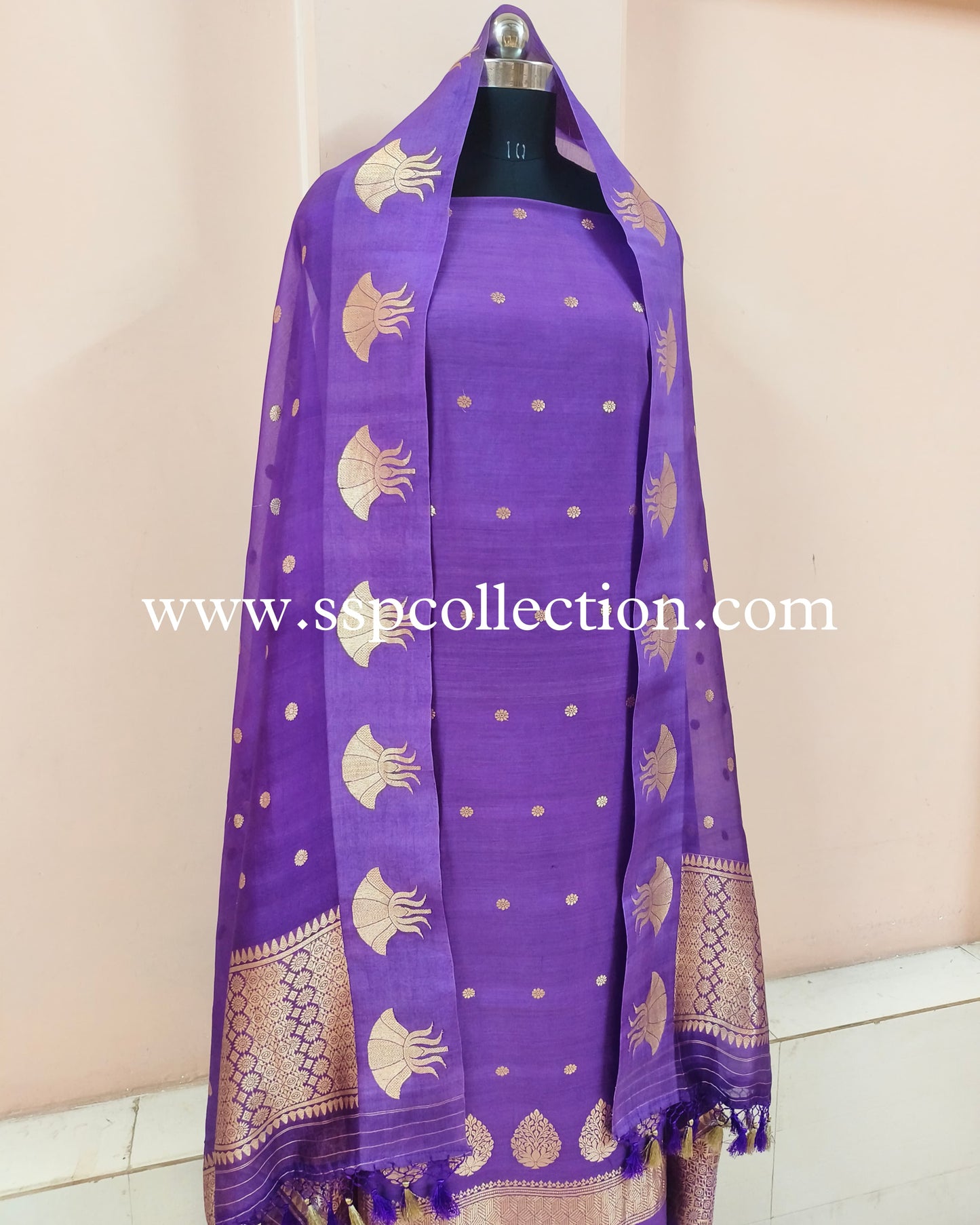 Purple Pure Handwoven Banarasi Suit