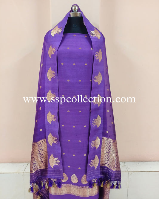 Purple Pure Handwoven Banarasi Suit