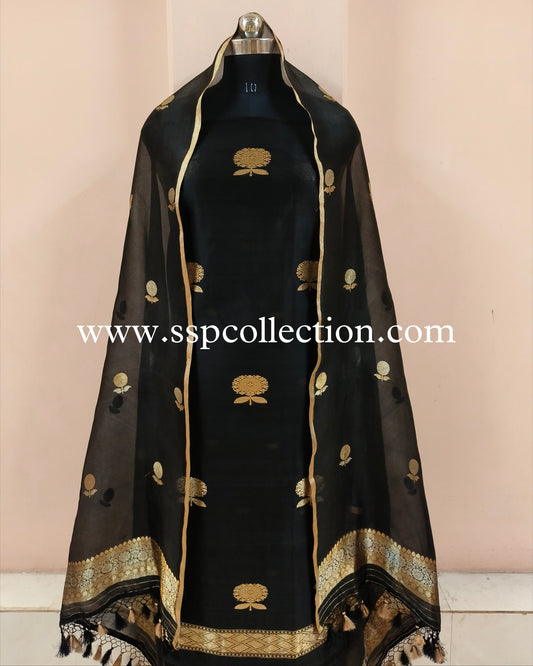 Black Pure Handwoven Banarasi Suit