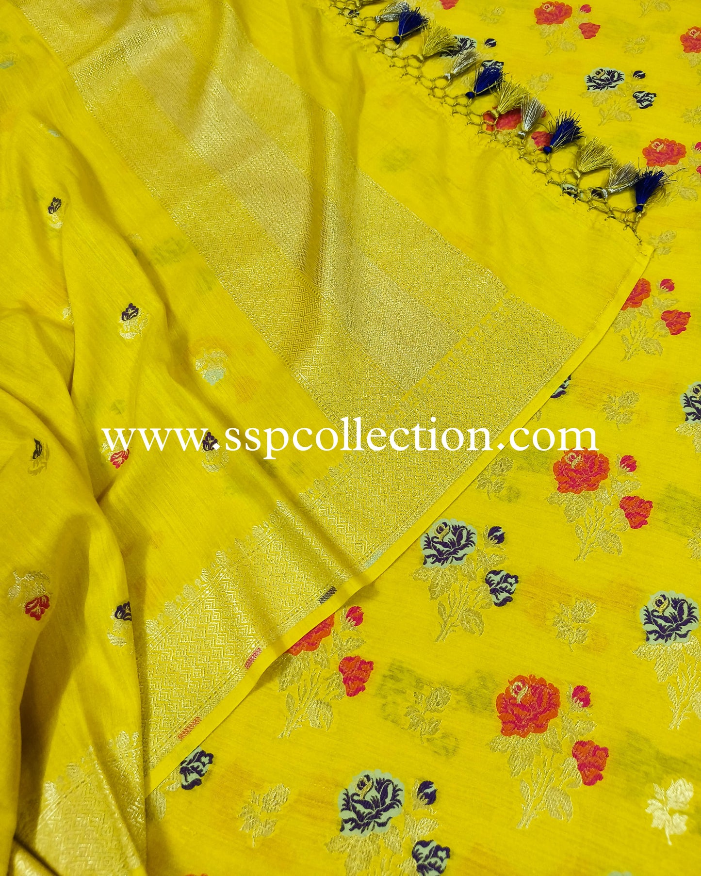 Yellow Pure Moonga Silk Tilfi Banarasi Suit