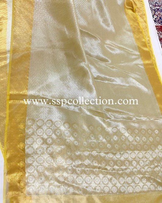 Yellow Pure Tissue Silk Tanchoi Brocade Banarasi Saree