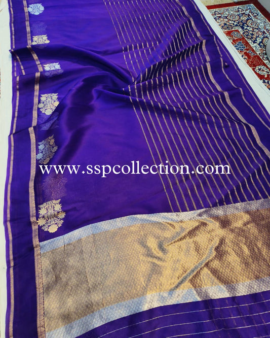 Purple Pure Kora Silk Banarasi Saree