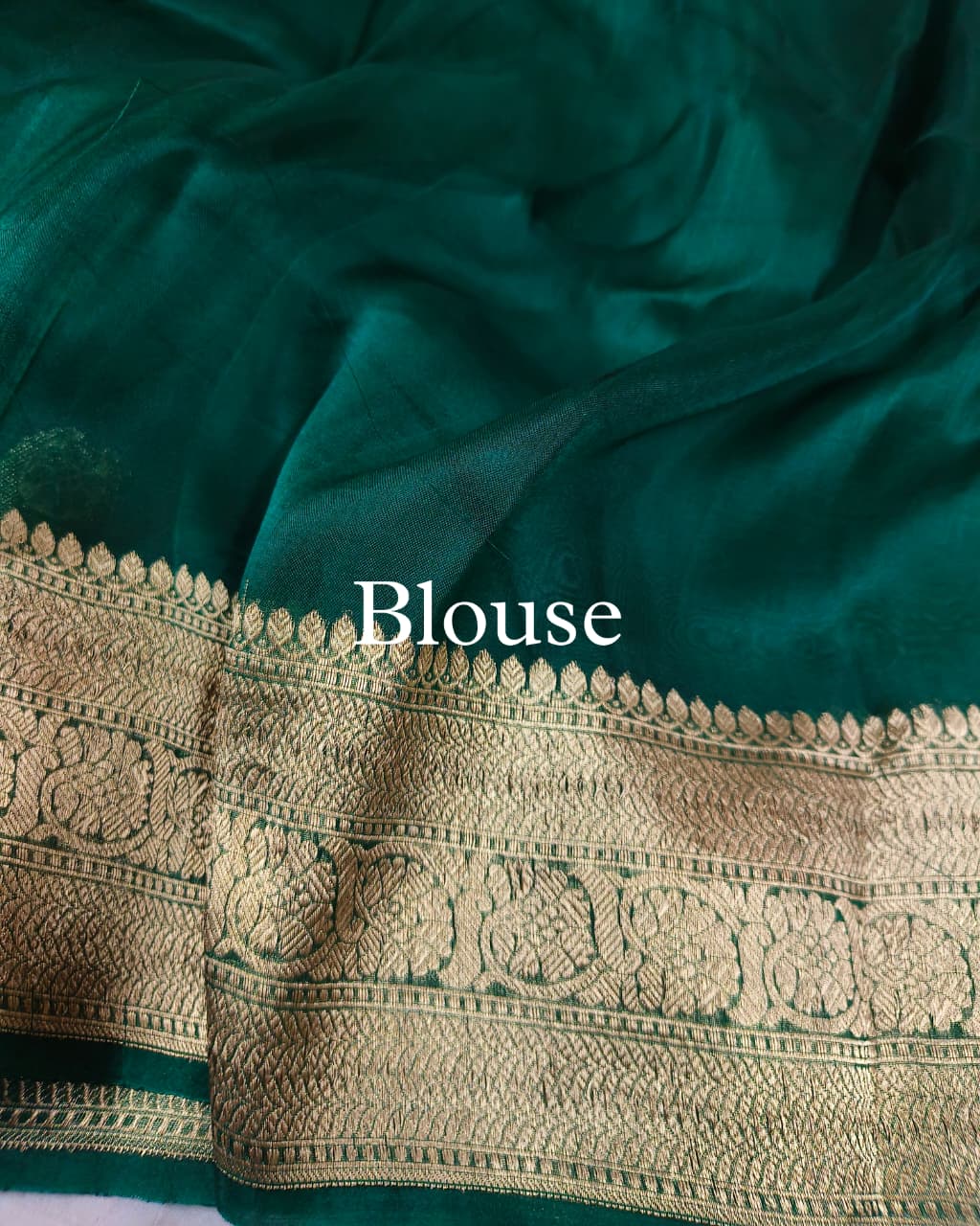 Rama-Green Pure Kora Silk Banarasi Saree