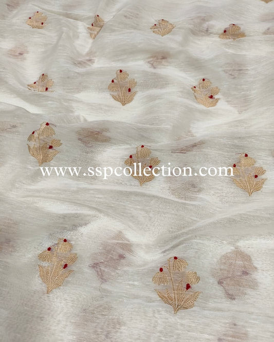 Dyeable Pure Linen Silk Banarasi Fabric