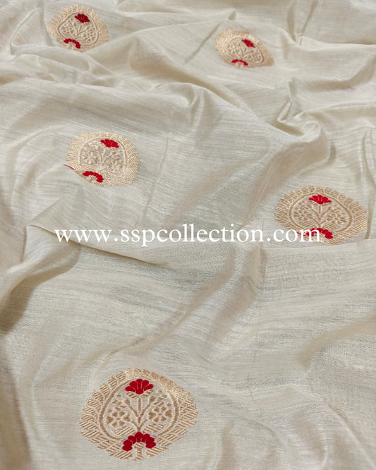Dyeable Pure Moonga Silk Banarasi Fabric