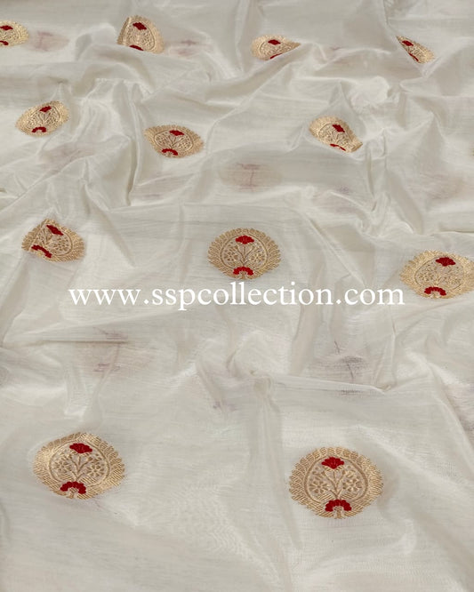 Dyeable Pure Cotton Silk Banarasi Fabric