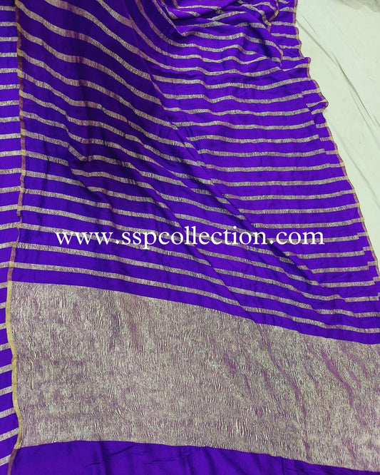 Purple Pure Moonga Tissue Silk Banarasi Saree