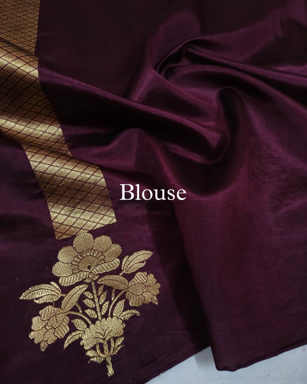 Wine Pure Mango Silk Banarasi Saree