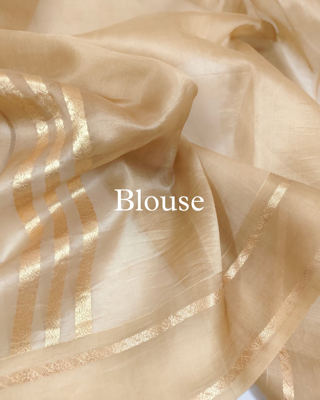 Beige-Gold Pure Kora Silk Banarasi Saree