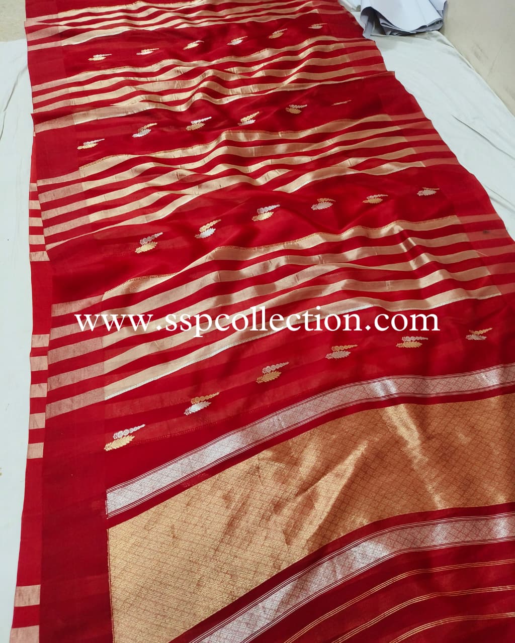 Red Pure Kora Silk Banarasi Saree