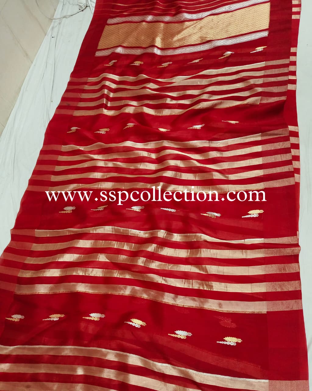 Red Pure Kora Silk Banarasi Saree