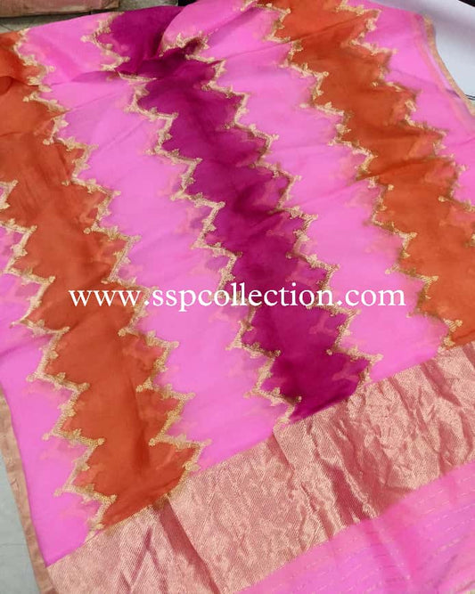 Rangkaat-Dye Pure Kora Silk Banarasi Dupatta