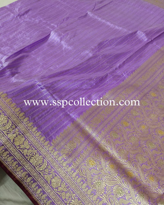Lavender Pure Katan Silk Banarasi Saree
