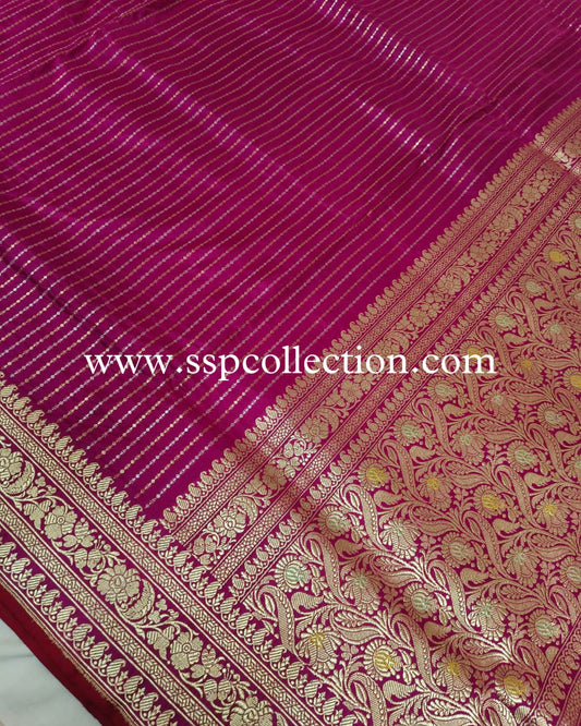 Dark-Fuchsia Pure Katan Silk Banarasi Saree