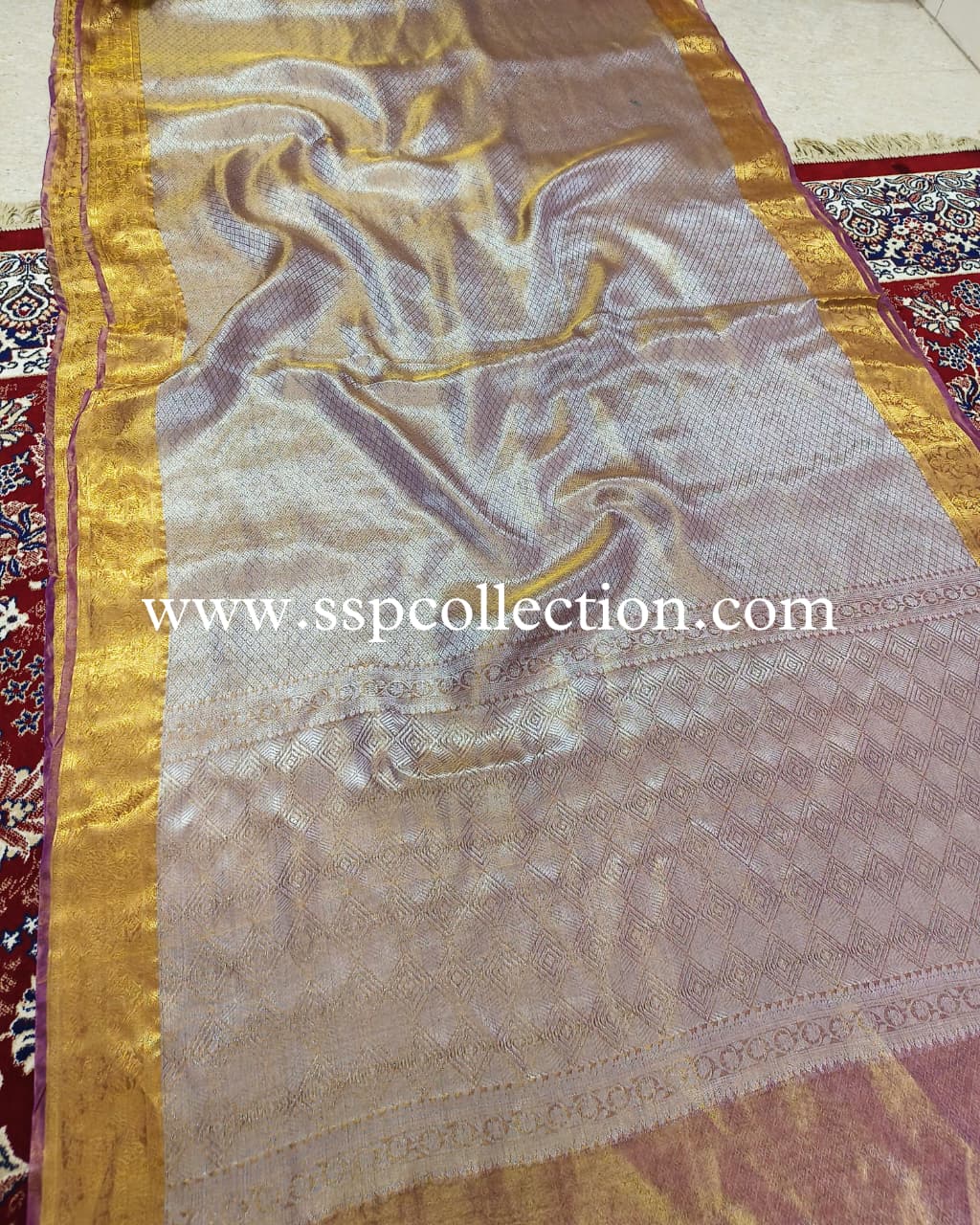 Purple Pure Molten Tissue Silk Brocade Banarasi Saree