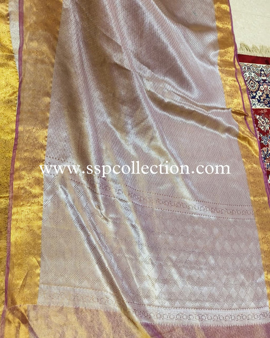 Purple Pure Molten Tissue Silk Brocade Banarasi Saree